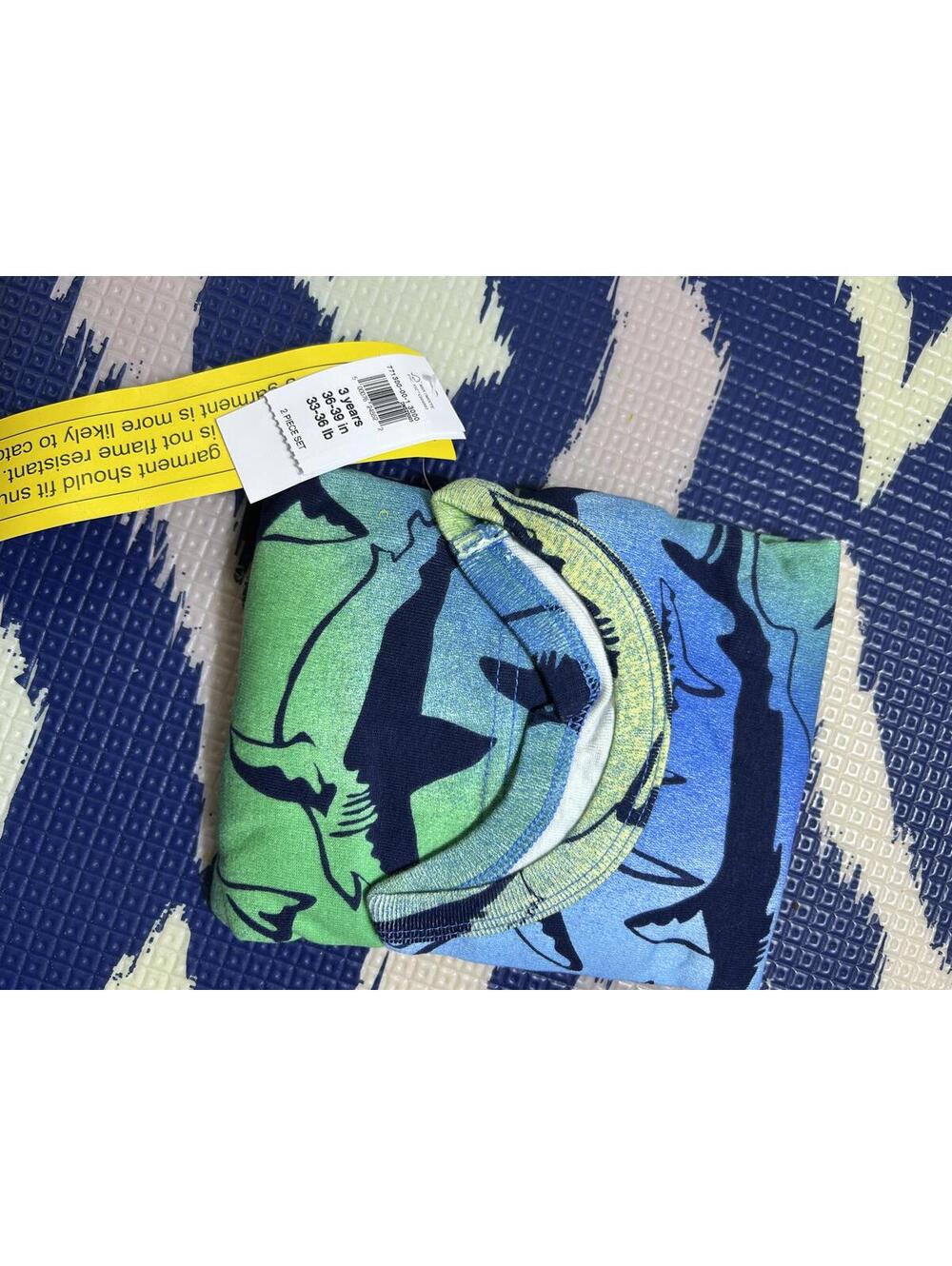 Baby Gap Organic Cotton PJ Set - Blue & Green Fish Print - Size 3T - NWT - Picture 7 of 9